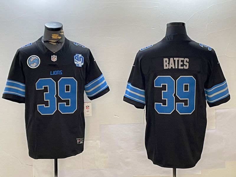 Men Detroit Lions #39 Bates Black three generations 2024 Nike Limited NFL Jersey style 4